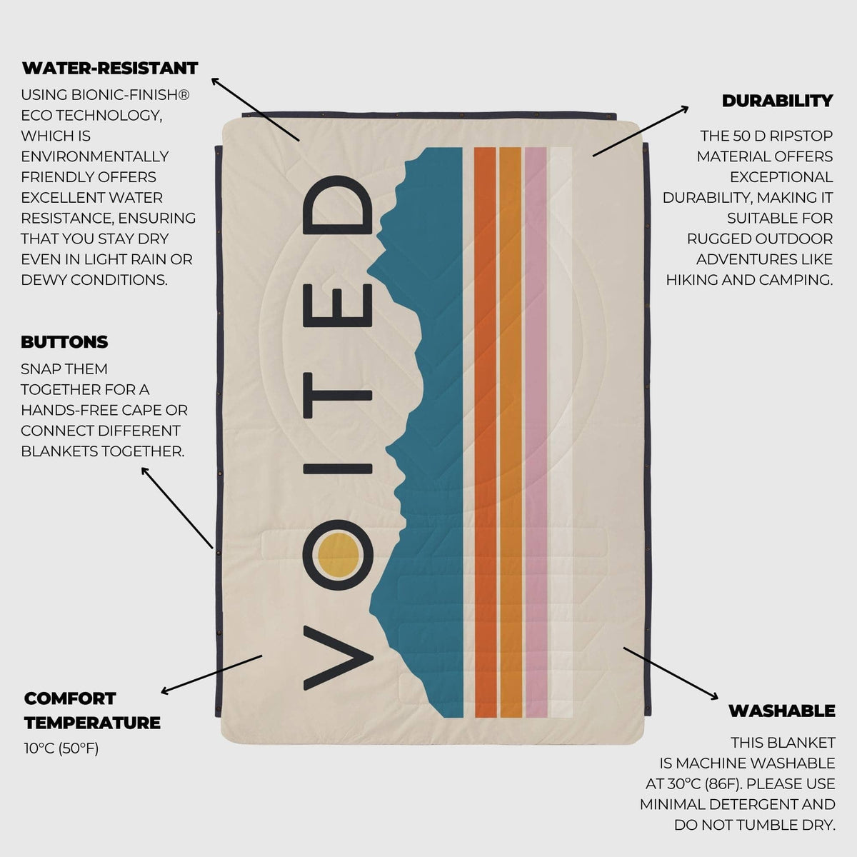 VOITED Fleece Outdoor Camping Blanket - Snowy Peak Blankets VOITED