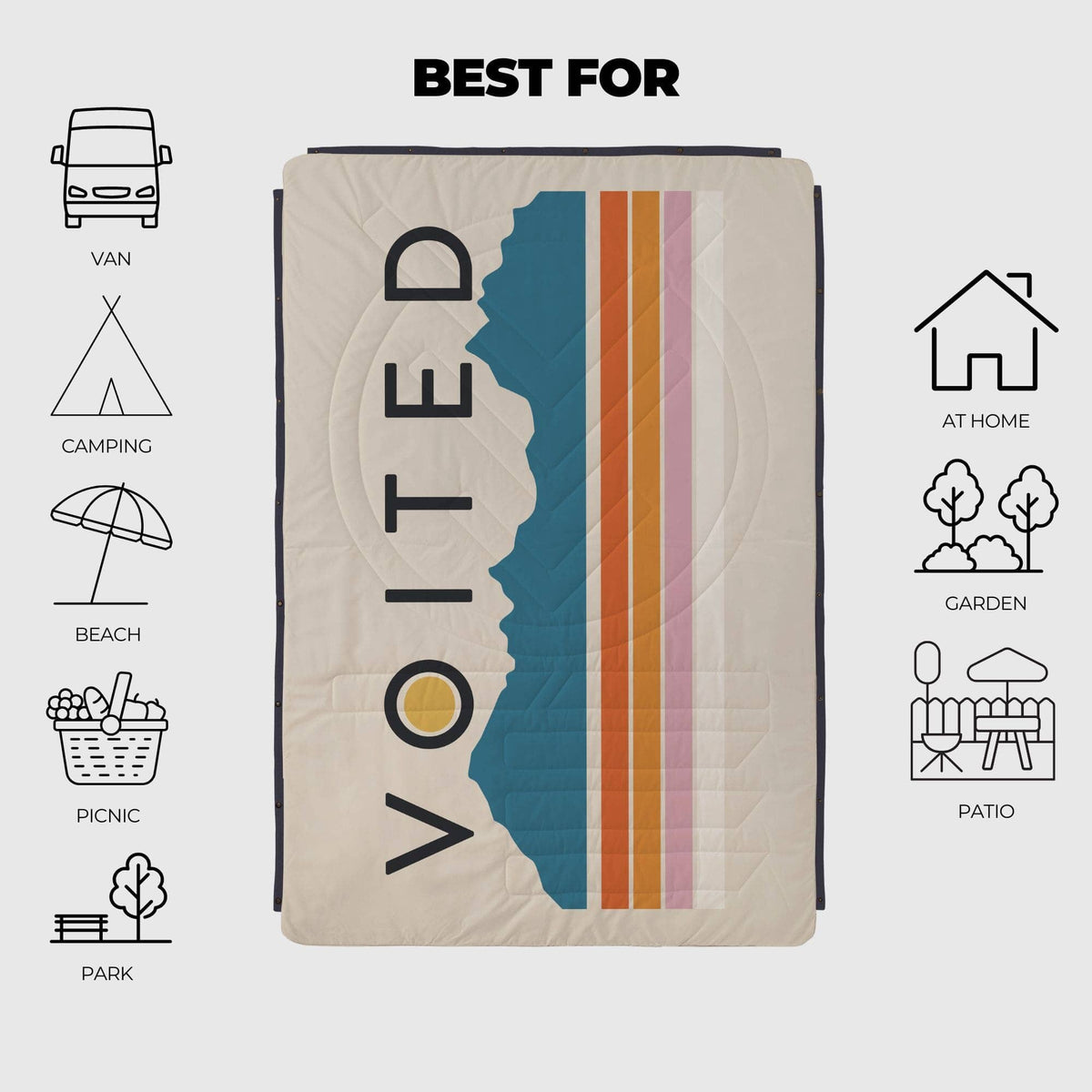 VOITED Recycled Ripstop Outdoor Camping Blanket - Snowy Peak Blankets VOITED