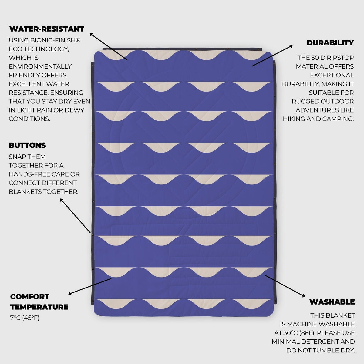 VOITED CloudTouch® Indoor/Outdoor Camping Blanket - Hazy Days Blankets VOITED 