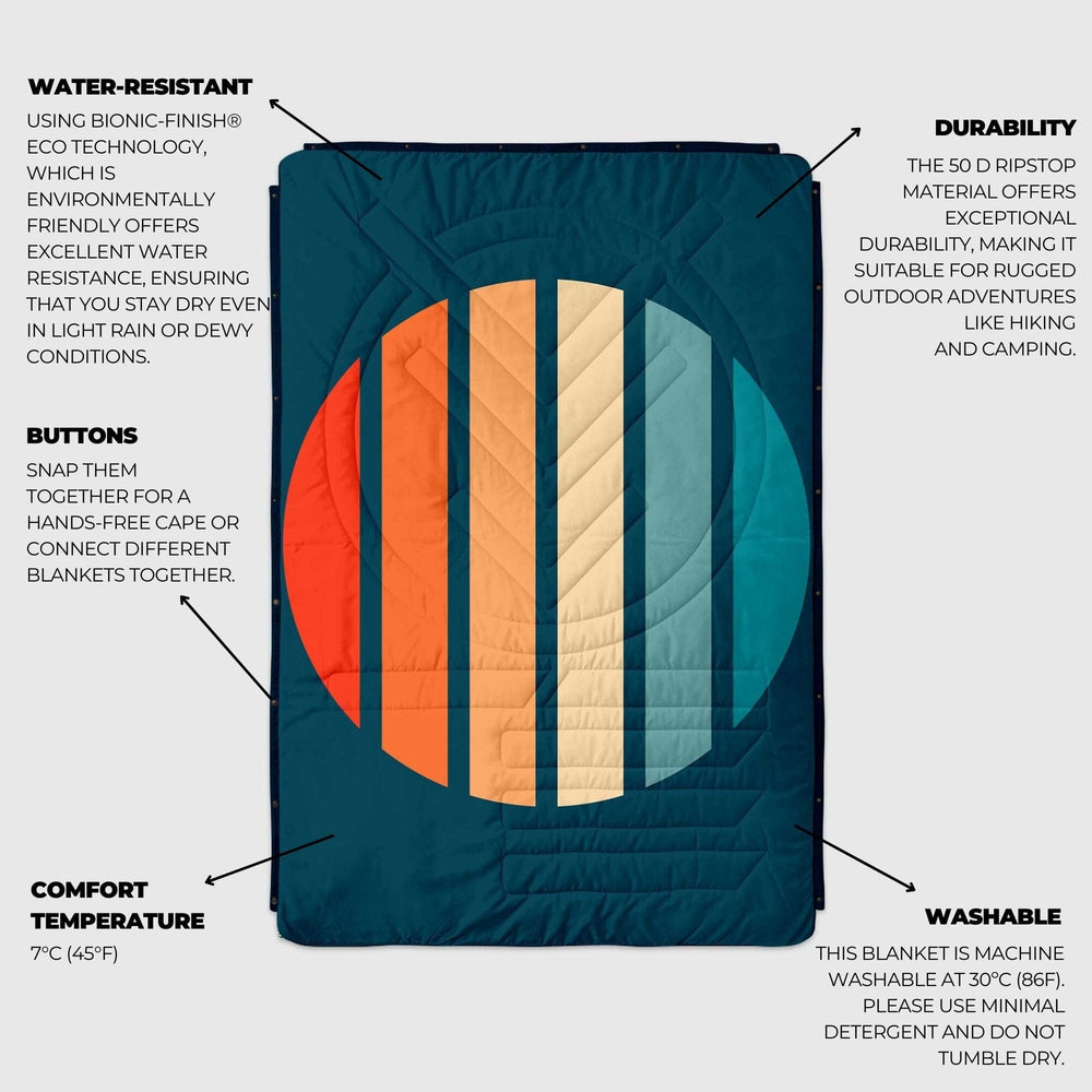VOITED CloudTouch® Indoor/Outdoor Camping Blanket - Sunset Stripes Blankets VOITED 