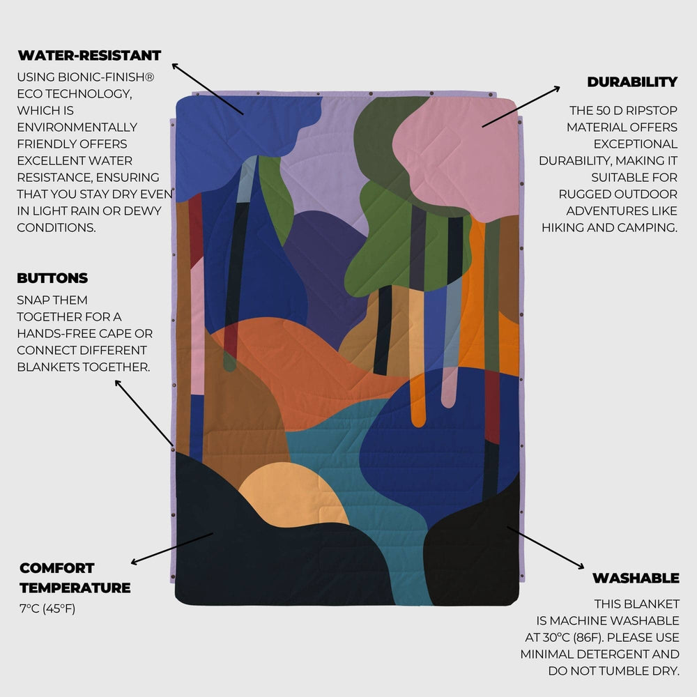 
Couverture de camping VOITED CloudTouch® intérieur/extérieur - Bubbly Forest
