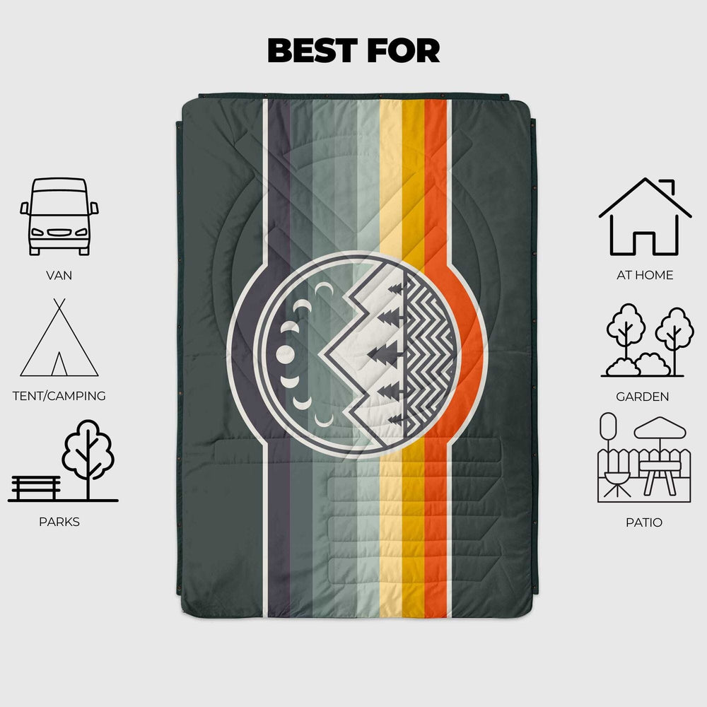 VOITED Fleece Outdoor Camping Blanket - Camp Vibes / Greengabel