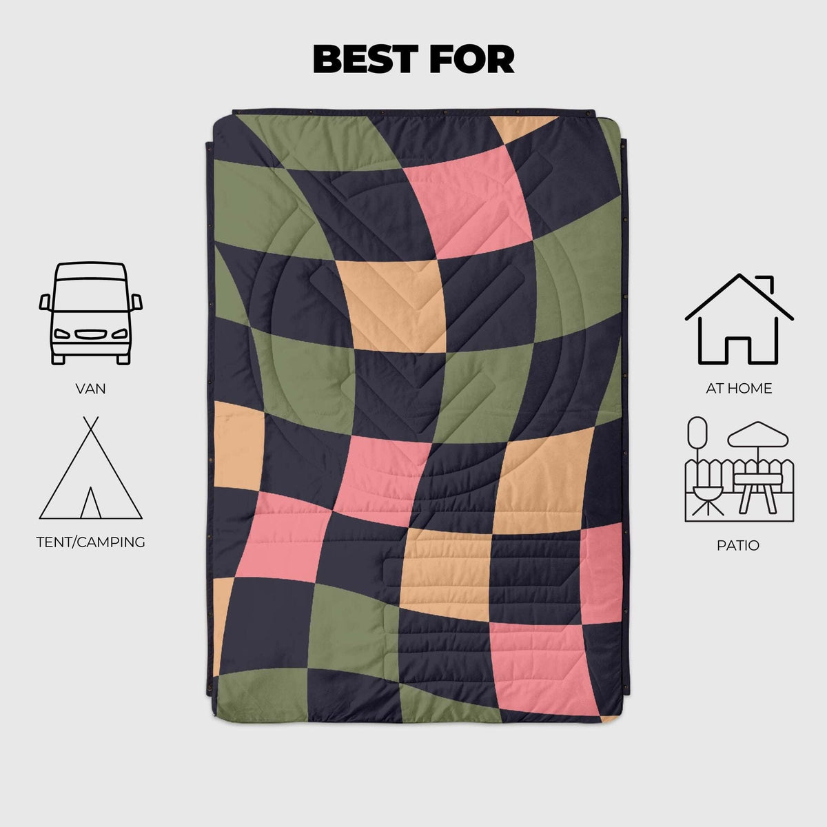 VOITED Mini Traveler Cream Indoor / Outdoor Camping Blanket - Wavecheck Blankets VOITED 
