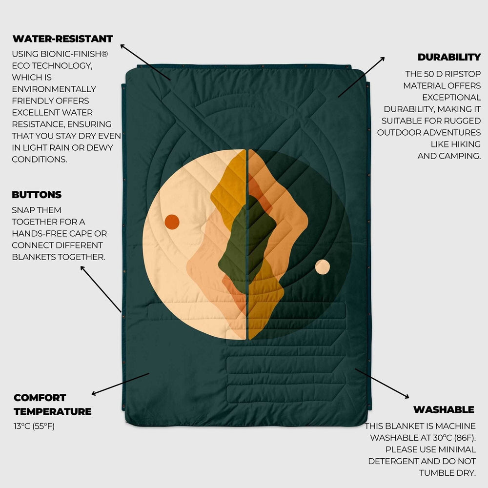 
VOITED Couverture de camping extérieure en Ripstop recyclé - Jour & Nuit
