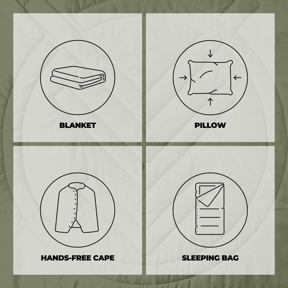 VOITED Recycled Ripstop Outdoor Camping Blanket - Olive/Mountain Spring