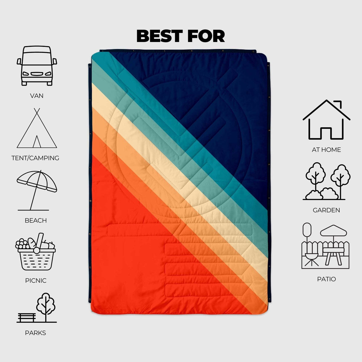 VOITED Recycled Ripstop Outdoor Camping Blanket - Rainbow Blankets VOITED 