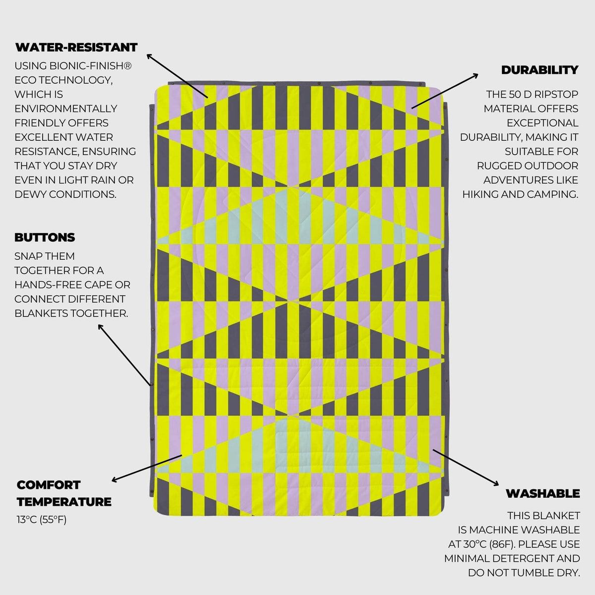 VOITED Recycled Ripstop Outdoor Camping Blanket - Stardust Valley Blankets VOITED 