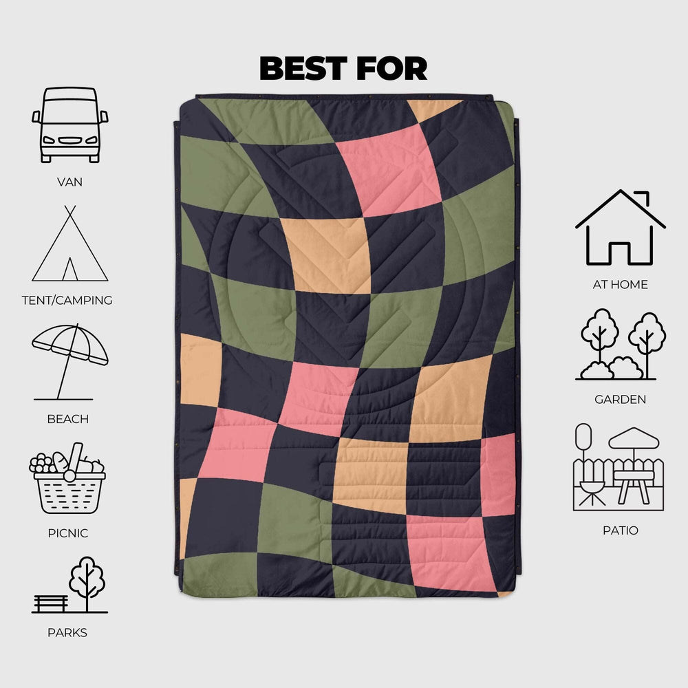 
VOITED Couverture de camping extérieure en Ripstop recyclé - Wavecheck/Graphite

