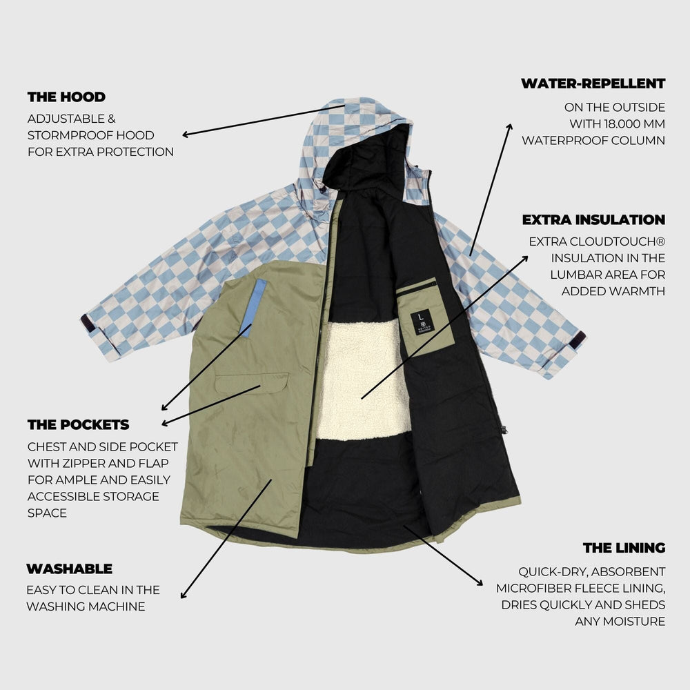 VOITED 3rd Edition Outdoor Changing Robe & Drycoat for Surfing, Camping, Vanlife & Wild Swimming - Blue Dancer