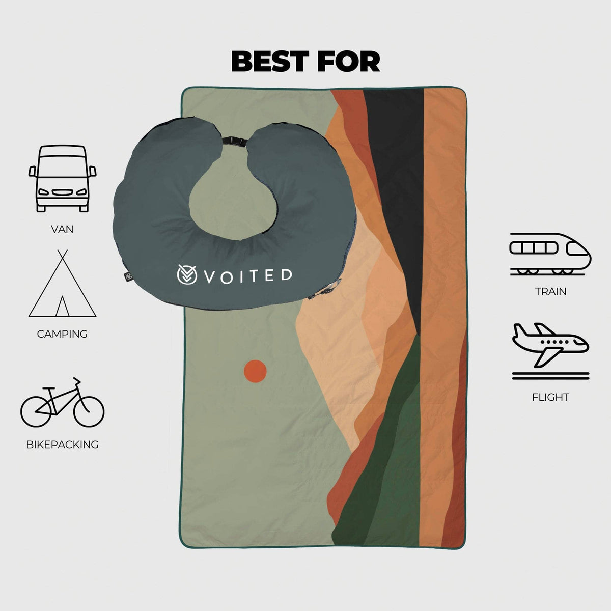 VOITED NeckPack™ Travel PillowBlanket™ - Jasper Blankets VOITED 