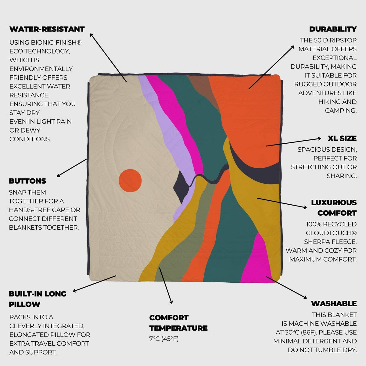 VOITED Queen CloudTouch® Indoor/Outdoor Camping Blanket - Mystic Ridge Blankets VOITED 