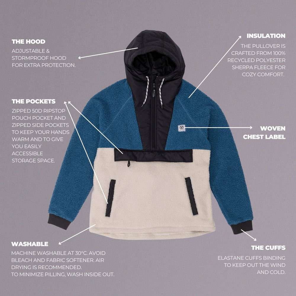 VOITED Sherpa Fleece Hoodie - Blue Steel