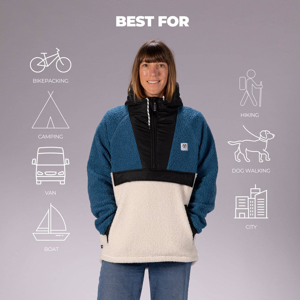 VOITED Sherpa Fleece Hoodie - Blue Steel